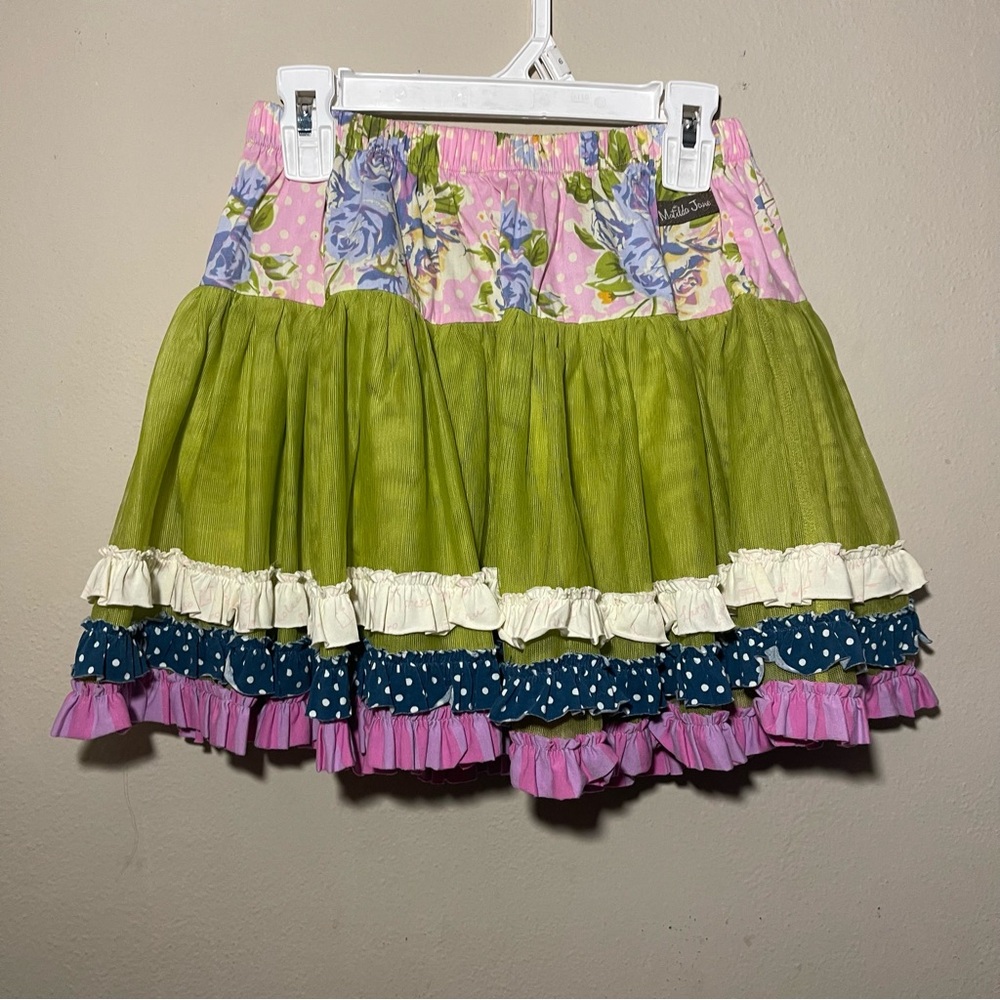 Matilda Jane Green and Pink Floral Skirt SZ 8 NWT